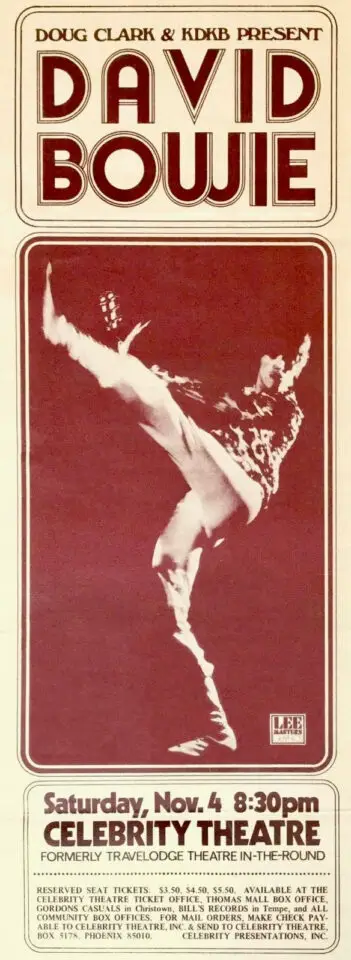 Poster for David Bowie at the Celebrity Theatre, Phoenix, 4 November 1972