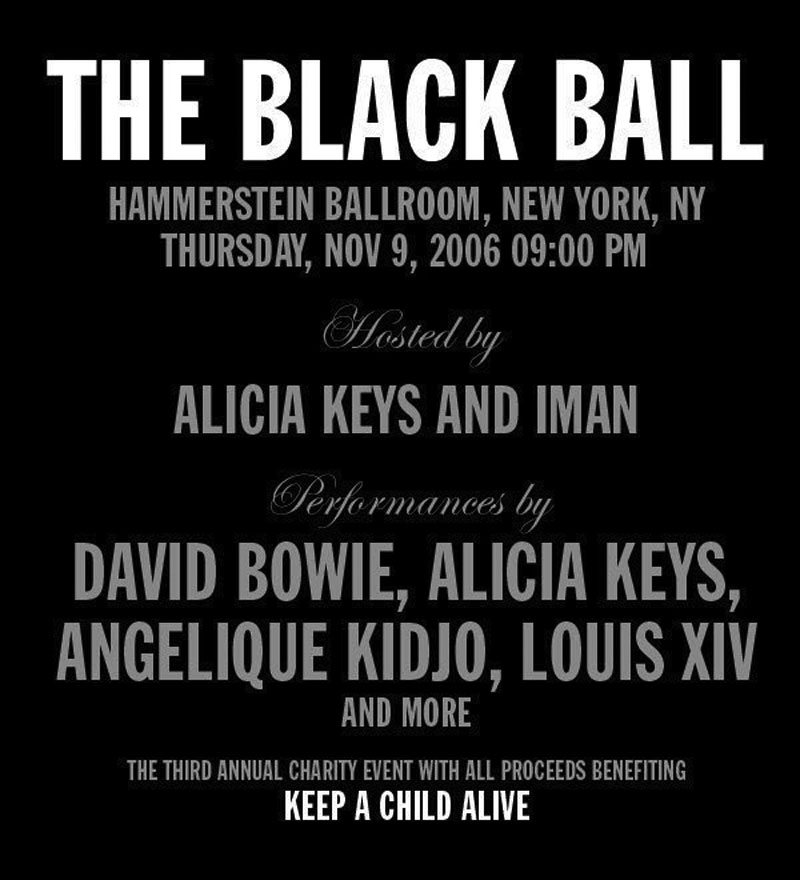 Poster for The Black Ball featuring David Bowie, 9 November 2006