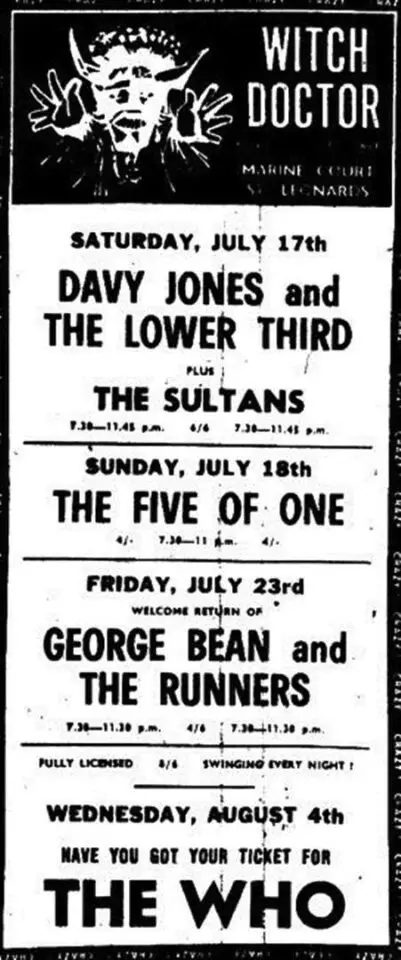 Advert for Davy Jones (David Bowie) and the Lower Third, 17 July 1965