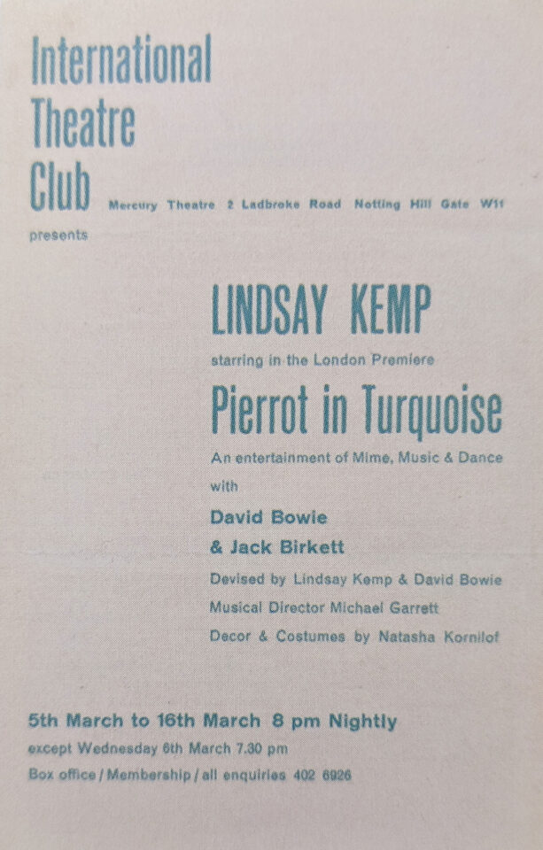 Programme for Pierrot In Turquoise, Mercury Theatre, London, March 1968