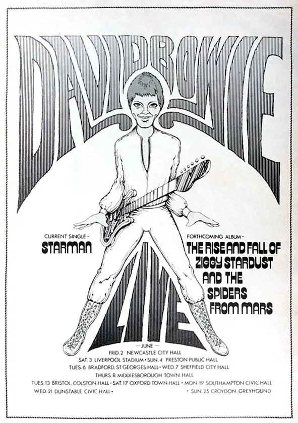 Ziggy Stardust Tour advertisement, 1972