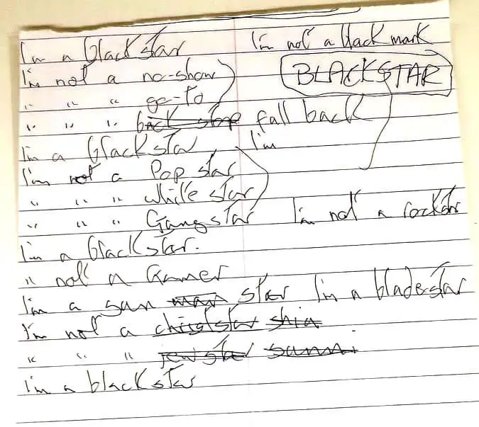 David Bowie’s handwritten lyrics for Blackstar