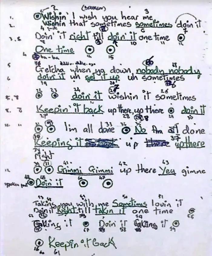 David Bowie’s handwritten lyrics for Right