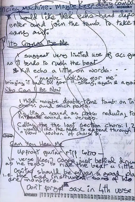 David Bowie's mixing notes for Young Americans